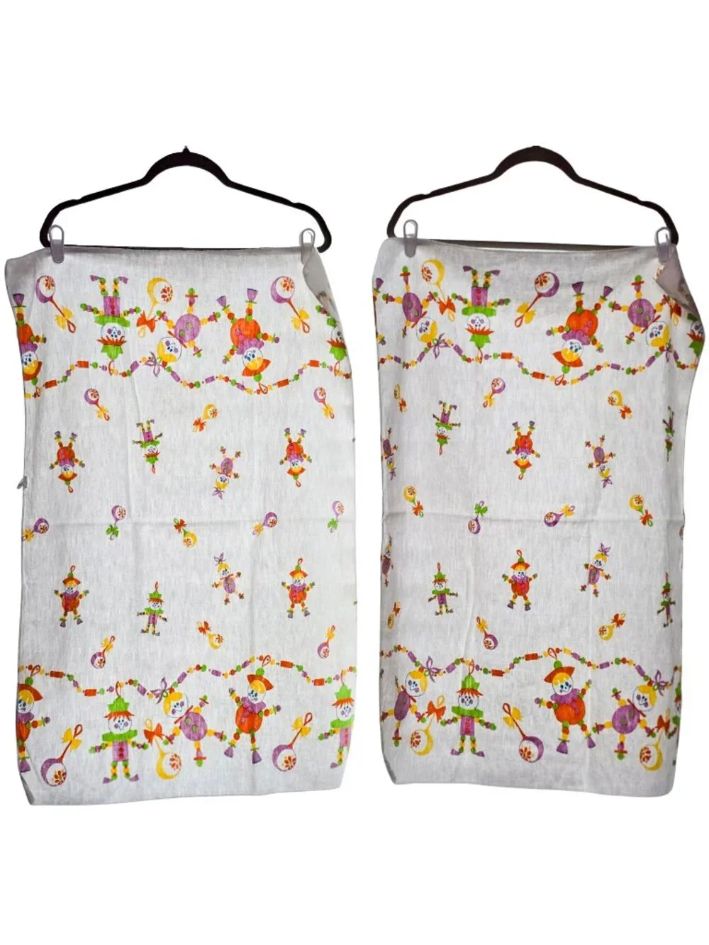 Vintage 1980's Comfort Flannel Receiving Blanket Set of 2 100% Cotton Clowns